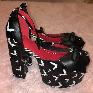 Dollskill Bat Pattern Platform Chunky Heels